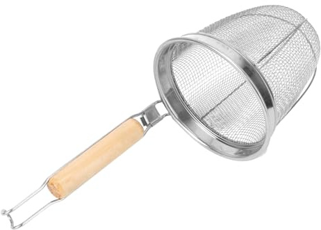 TOGEVAL Passoire En Maille Acier Inoxydable 28 Cm Poignée En Bois Anti-brûlure, Panier-filtre Profond Pour Pâtes Et Légumes, La Cuisine Maison, Accessoire Cuisson Résistante à Haute Température