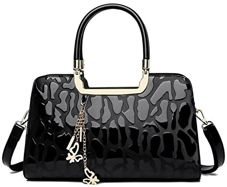 NICOLE & DORIS Borsa a Mano Elegante Borsa Donna Vernice Borsa Tracolla Grande Capienza Borsa a Spalla Impermeabile Borsetta Crossbody per Lavoro Shopping Viaggi Nero