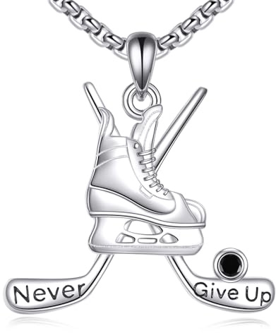 YONFQE Hockey Halskette mit Hockey Anhänger Sterlingsilber Sportschmuck Geschenke