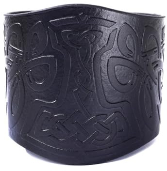 Läderhandskar armband falskt läder handledsskydd armband medeltida armband viking (Noir)