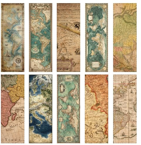 Zaamwoyy 100 Pcs Vintage Map Bookmarks Bulk, Geography Map Paper Bookmarks for Men Women, Old World Bookmark Set Gifts for Book Lovers Students History Lovers Travel Scrapbooking