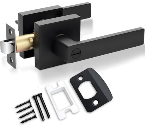 2 Pack Matte Black Door Handle,Interior Door Knob Keyless Levers Set
