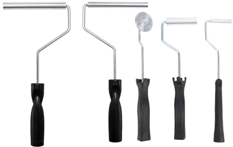 Fockety Rouleau de Plastification en Fibre de Verre, 5 Pièces, Outil à Bulles avec Tête en Aluminium, Rouleau à Bulles de Plastification en Résine de Fibre de Verre pour Baignoire