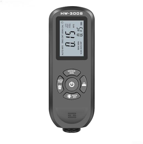 Digital Coating Thickness Gauge for Paint, 0.05-2mm Range with Backlit LCD, Magnetic Induction & Auto Mode, Suitable for Metal, Car, Manufacturing - HW-300S(black)