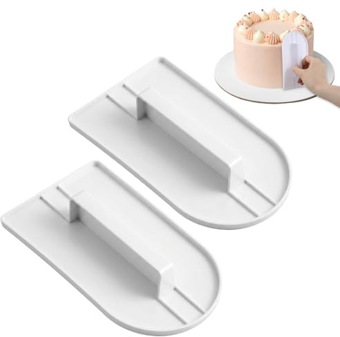 RAHHLIZS 2Pcs Cake Smoother Fondant Tools Cake Scraper Buttercream Smoother Leveller for Beginners & Bakers, Dishwasher Safe Ideal Baking Gift & Tools
