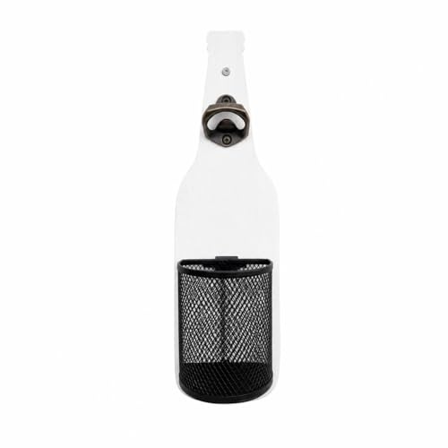 MagiDeal Décapsuleur Mural avec Panneau en Bois de Pin Naturel Mécanisme Métallique Robuste Panier en Maille Métallique Support de en Fer Convenant pour Cuisine Maison Cadeau