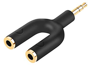 CableCreation Headphone Splitter Adapter, 3.5mm Male to 2 Port 3.5mm Female Y Jack Splitter Adaptor Compatible with Headset, Earphone, iPhone, iPad, iPod,Tablets, MP3 Players&More, Black