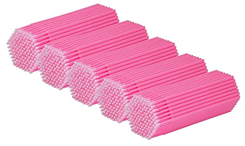 Cuttte 500PCS Disposable Micro Swabs for Eyelash Extension, Micro Applicators Eyelash Swabs for Makeup Application Pink (Head Diameter: 2.0mm)