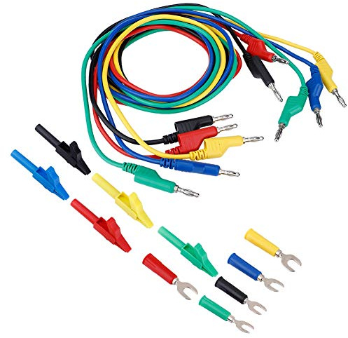 4 mm Kit de Cordons de Test Pince Fiches Banane Câble de Test et Sonde de Type U 5 Couleurs Ligne Test pour Multimètre (P1036A)
