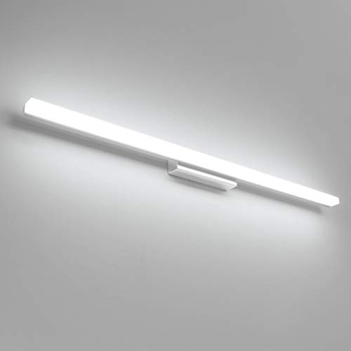 Klighten Spiegelleuchte Bad LED 20W 90cm, IP44, Kaltweiß 6000K, Chromfarbe | Aluminium + Edelstahl + Acryl, 1300 Lumen, Spiegellampe Bad, Badezimmerlampe Wand, IP44 Spritzwassergeschützt