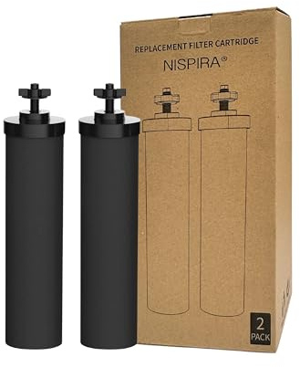 Nispira Premium Water Filter Black Element Cartridge Compatible with Berkey Countertop Water Purification System. Compared to Part BB9. 2 Filters
