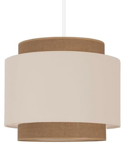 youngDECO Suspension 2xE27, lampe suspendue style bohème, abat-jour tissu Ø38cm, lustre pour salon, chambre, salle à manger, chambre enfant, fabriqué en UE