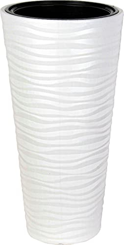 Vase longue L en blanc de 80 cm, pot de fleurs pour l'intérieur et l'extérieur