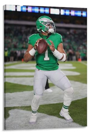 FANLAI American Football Jalen Hurts Postes Artworks Leinwand-Poster, Wandkunstdrucke, Heimdekoration, 60 x 90 cm