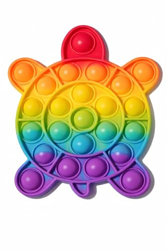 RANZAH Zappelspielzeug in Schildkrötenform | Push-Pop-Blasen-Sensory-Poppet-Spielzeug für Kinder und Erwachsene | Regenbogen-Popper-Popup-Spielzeug für Spaß | Zappelspielzeug aus Silikon für Au