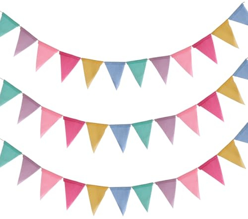 Wimpelkette Outdoor Wetterfest, Einschulung Deko, 3Stück Girlande Geburtstag, für Jugendweihe, Matschküche, Regenbogen Deko, Luftschlangen, Kinderzimmer, Deko Gartenparty