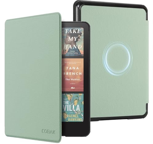CoBak Wireless Charge Converter Case for 7 Kindle Paperwhite 12th Gen 2024 and Kindle Colorsoft, Qi-Enabled, Compatible with iPhone MagSafe/PopSockets Grip/Anker Wireless Charging Pads, Agave Green