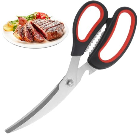 Poultry Shears, Versatile Kitchen Tools, with Non-Slip Handles, Dishwasher Safe as Meat Scissors, for Household, Chicken, Turkey, Fish and Food
