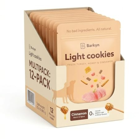 Barkyn Chuches para Perros, 7 Kcal/Galleta, Pavo con Canela y Miel 12x60g