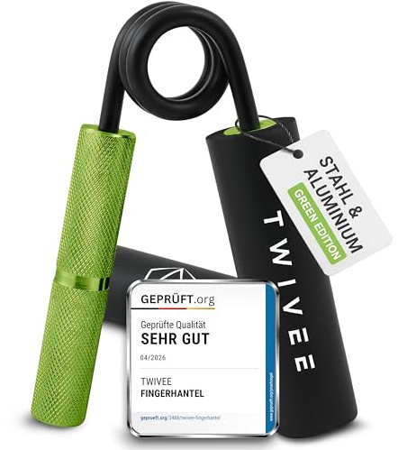 TWIVEE – underarmstränare – fingerhantel för maximal greppkraft – härdat stål och aluminium – handtränare med handtag och ficka – handmuskeltränare