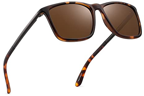 JIM HALO Occhiali da Sole Polarizzati alla Guida Quadrato Retrò Protezione UV Classici da Uomo (Tartaruga/Polarizzata Marrone)