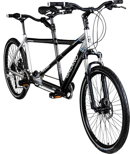 Galano Tandem Fahrrad 26 Zoll Mountainbike Nashville 24Gang MTB Hardtail Fahrrad (schwarz/grau, 53/46 cm)