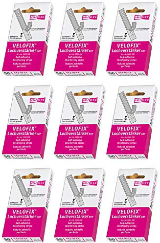 VELOFLEX Lochverstärker 105 x 15 mm, 50er Packung, selbstklebend, glasklar (9)