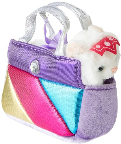 Aurora, 61172, Fancy Pal, Cat In Rainbow Handbag, 8In, Soft Toy, White, Pink