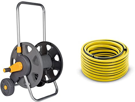 Kärcher Manguera PrimoFlex 1/2 -50m (2.645-139.0) + Hozelock - Carro portamangueras para 60 m de 12,5 mm - incluye 2 conectores para manguera de 15 mm
