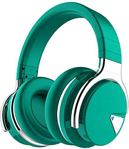 Casque Bluetooth avec suppression active du bruit, écouteurs sans fil avec microphone et basses profondes, coussinets confortables pour DJ/TV/PC/téléphone (vert)