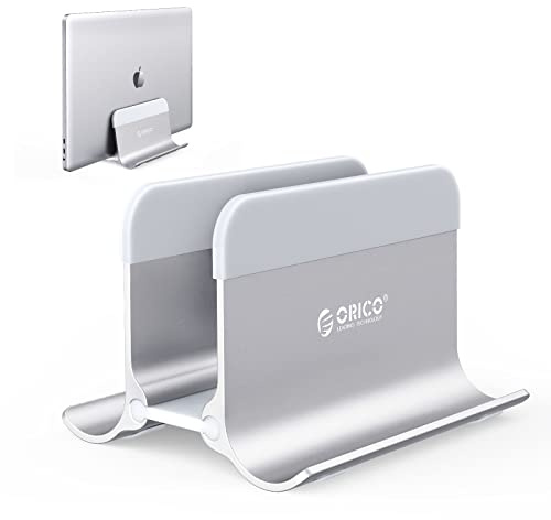 ORICO Support Vertical pour Ordinateur Portable, Réglable Vertical en Aluminium,Laptop Stand Peu encombrant, Bureau Laptop Stand pour MacBook/Surface/Dell/Ordinateur Portable de Jeu - Argent