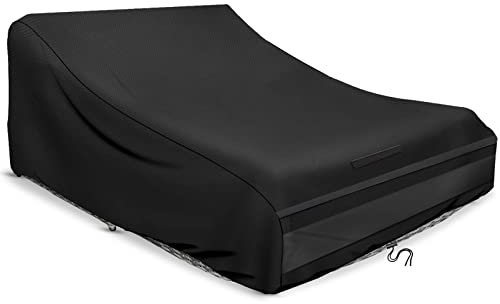 Sonnenliege Abdeckung 2 Personen 200×140×90cm, 420D Abdeckhaube Doppelliege Outdoor Wasserdicht, Doppel Sonnenliege Relaxliege Garten Gartenliege Schutzhülle, Winddicht, UV-Beständiges