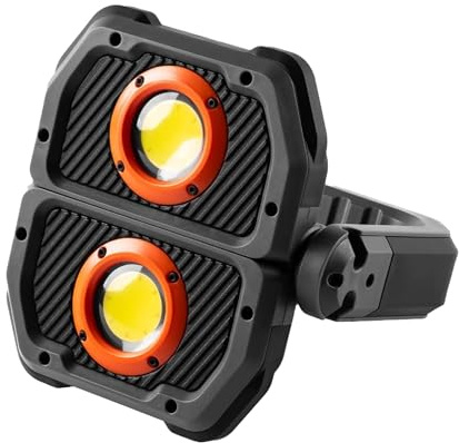 NEBO Omni 3K - Lampe de travail pour les professionnels - Résistante aux chocs et à l'eau - Avec double sortie COB - Torche portable rechargeable USB-C avec poignée magnétique rotative