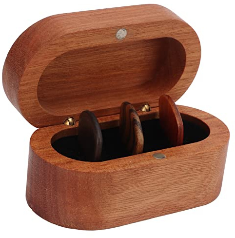 Natudeco Plektrum-Aufbewahrungsbox, Gitarren Picks Halter, Gitarren-Plektren Set aus Holz mit 3 Plektren, Kleinteile-Organizer für Bass-Mandoline, Banjo, Ukulele, Heimcafé-Dekorationen