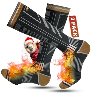 Calze Sci Calzini Termiche in Lana Merino Calze Invernali Lunghe Pesanti Calze Da Sci Snowboard a Compressione, Traspiranti, Ad Asciugatura Rapida, Per Uomo, Donna 2 Paia Taglia 35-51