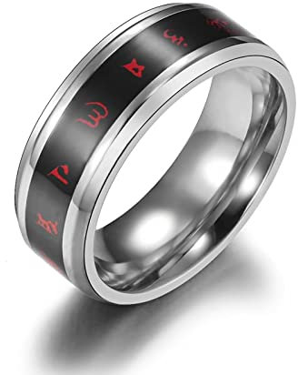 Stfery Freundschaftsring mit Gravur, Damen Ring 57 Stahl Buddhistisches Mantra Modeschmuck Geschenk