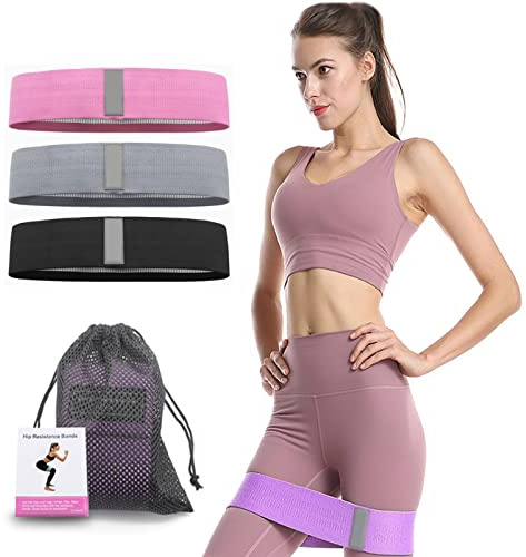 LANMOU Bande élastique Fitness en Tissu Bande de Résistance 3 Niveaux de Force Bande Élastique Musculation Femme pour Rééducation Physique Musculation Yoga avec Sac de Rangement