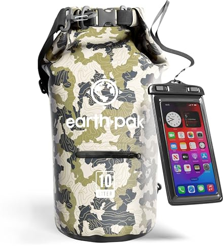 Earth Pak vattentät dry bag med blixtlåsficka – vattentät dry bag-ryggsäck som håller din utrustning torr – vattentätt telefonfodral