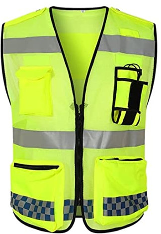 Warnweste Reflektorweste Hohe Sichtbarkeit reflektierende Sicherheitsweste mit reflektierendem atmungsaktivem und Stoff Universal Style -Verkehrsradfahren Sicherheitsweste ( Blue : Grün , Size : 3XL )