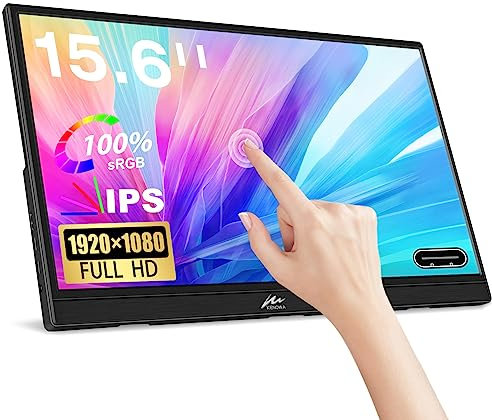 Portable Monitor TouchScreen Kenowa 15.6 HDR 1080P IPS Full HD Eye Care Touch Screen Monitor with HDMI USB Type-C for PC Computer Laptop Mac Phone Xbox PS4 PS5,Small External Display