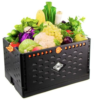 Foldable Crate Plastic Storage Box Basket Large Plastic Storage Bins 34 * 36 * 56CM Stackable Folding Box 60L Container Basket Collapsible Box for Clothes Toy Books Snack Shoe Grocery