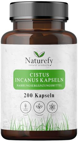 Cistus Incanus Kapseln - 200 Natürliche Zystrose Kapseln - Zystus - Hochwertiger Pflanzenextrakt - Unterstützung