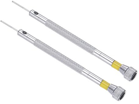 CoCud Mini Tournevis à Fente, Taille 0,8 mm, Longueur 90 mm, Acier au Carbone, Petit Tournevis à Tête Plate Jaune - (pour Lunettes, Montre), 2 Pièces.