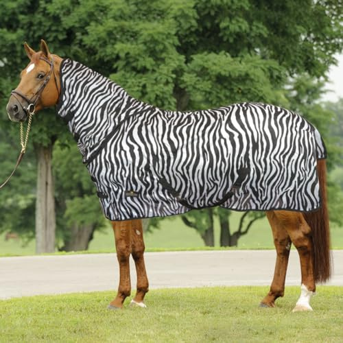 Horses, Fliegendecke mit Zebra-Plus-Kragen, maximaler Schutz, Komfort und Stil für Ihr Pferd, leicht und langlebig (128 cm)