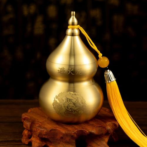 JZSMY Feng Shui - Calabaza china de latón Hu Lou, estatua para decoración del hogar, decoración de mesa, decoración de la suerte, figura de protección de la suerte, decoración retro Wu Lou, amuleto de