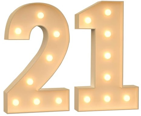120cm-4ft Numbers 21 Large Light Up for Decor, Mosaic Marquee Light Up Sign, Marquee LED Lights Pre-cut Foam Board Set for Birthday New Year Anniversary