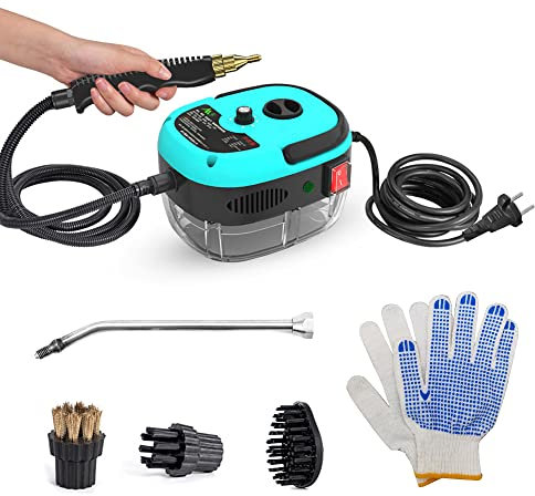 Sunydog Limpiador de Vapor de Mano portátil de 2500 W Máquina de Limpieza a Vapor presurizada de Alta Temperatura con Cabezales de Cepillo y Guantes para Muebles de Cocina Baño Coche