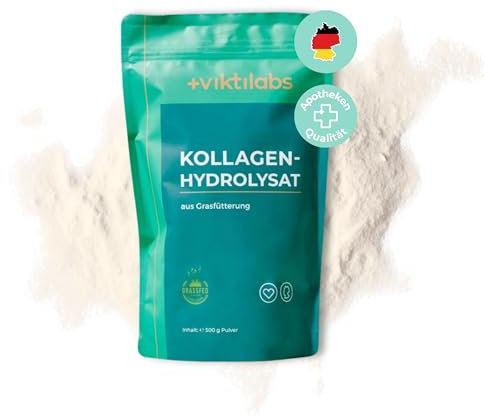Viktilabs© - 100% reines Kollagen Hydrolysat aus Grasfütterung | Collagen Pulver mit 18 Aminosäuren | Kollagen Typ 1 & 3 | Ohne Koffein | Kollagen Pulver laborgeprüft | Kollagenpulver 3x 500g