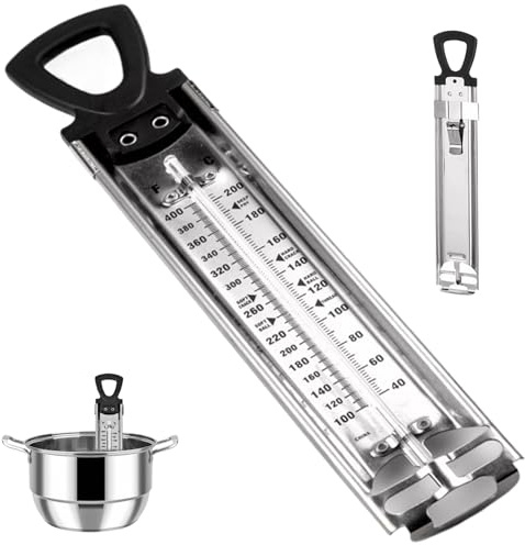 Termómetro de caramelo para fabricación de dulces, termómetro de caramelo digital con clip de olla, termómetro de cocción de acero inoxidable termómetro para fry colgantes para cocina, termómetros