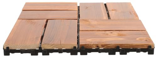 WATIIFUFU Sturdy Outdoor Flooring Carbonized Wood Deck Tiles Patio Balcony Garden Tiles